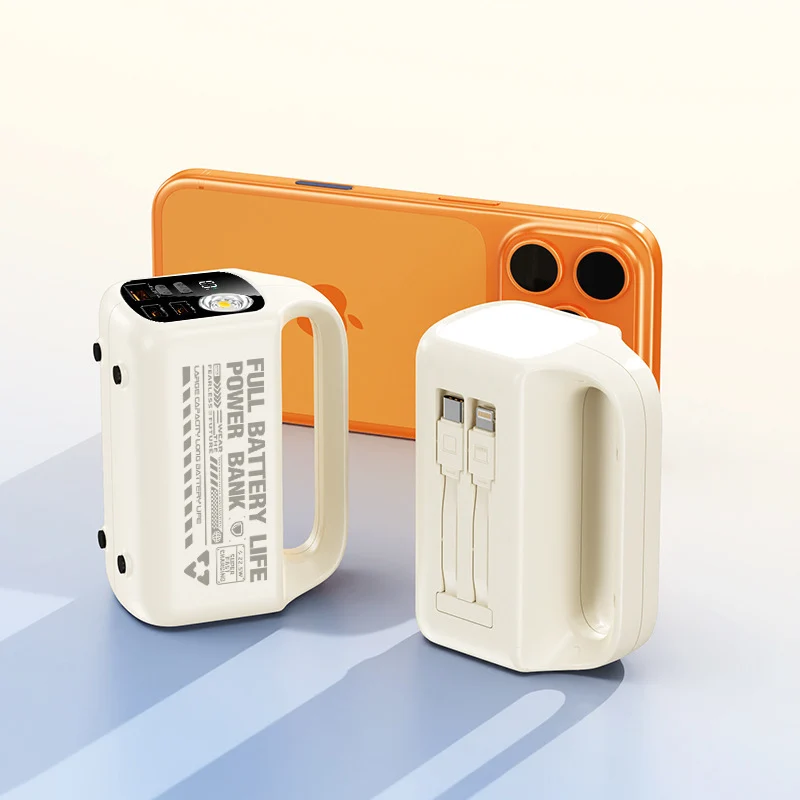 Tragbare Powerbank mit integriertem Kabel und ergonomischem Design Skanto