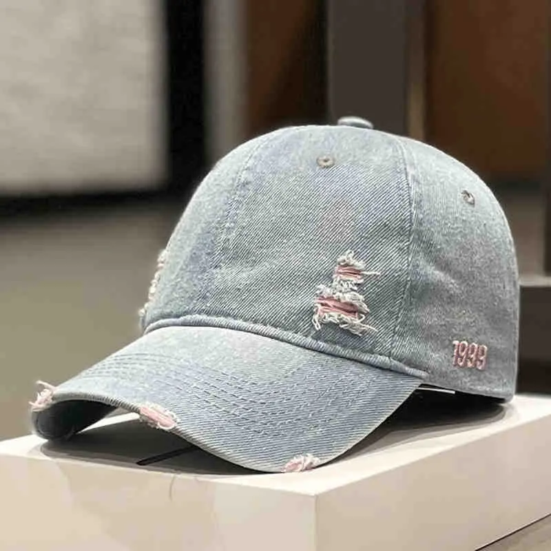 Unisex Distressed Denim Baseballkappe Skanto