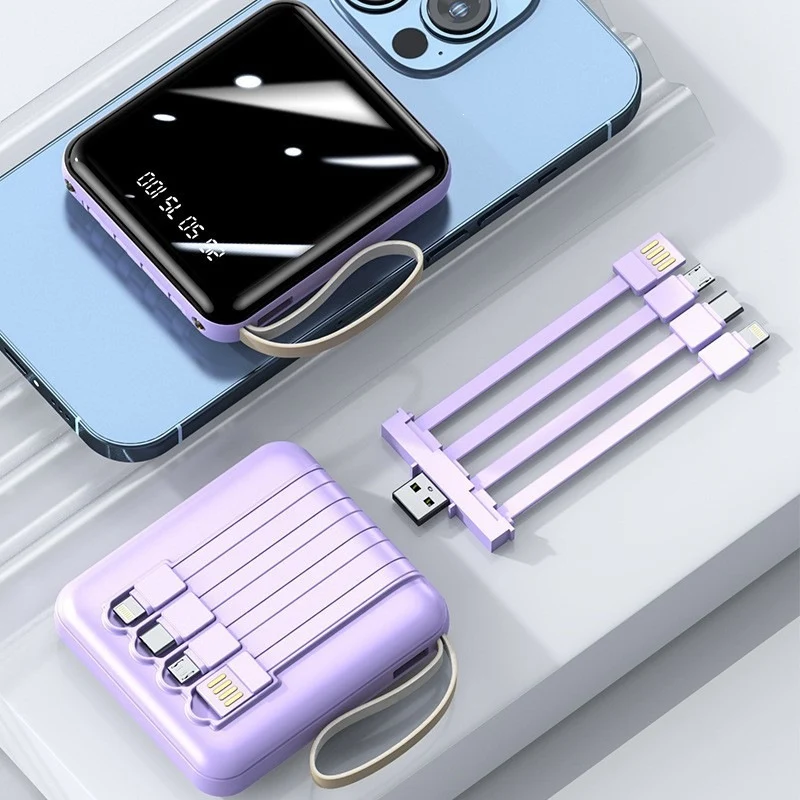 Kompakte Powerbank mit integriertem Multifunktionsanschluss und Digitalanzeige Skanto