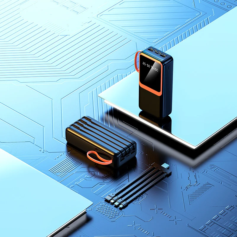 Tragbare Powerbank mit digitaler Ladeanzeige und integriertem Kabel Skanto
