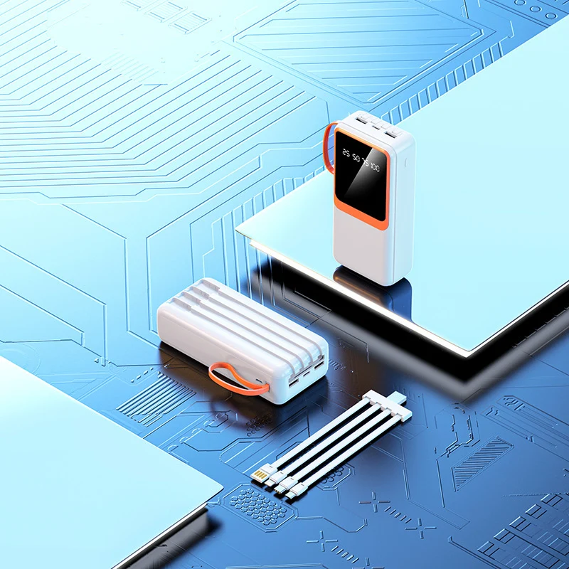 Tragbare Powerbank mit digitaler Ladeanzeige und integriertem Kabel Skanto