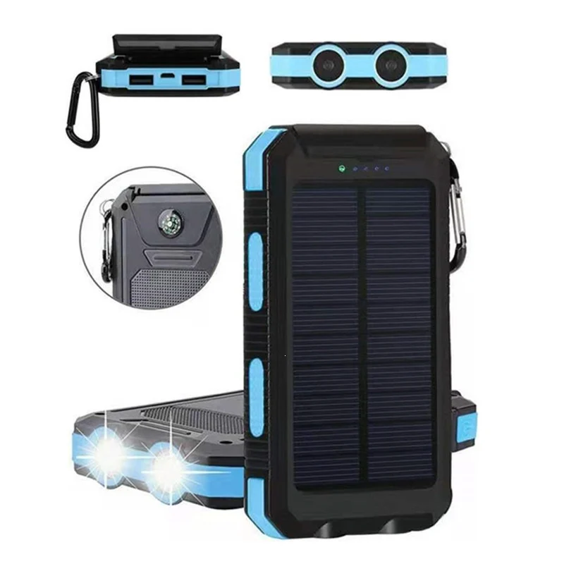 Solar-Powerbank mit stoßfestem Design und integriertem Karabinerhaken Skanto
