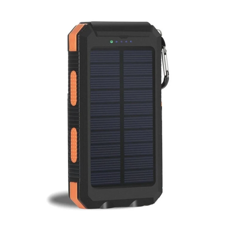 Solar-Powerbank mit stoßfestem Design und integriertem Karabinerhaken Skanto