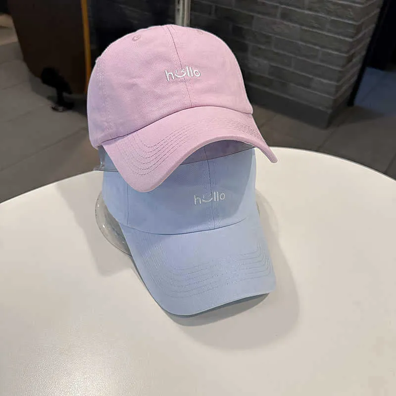 Unisex Lässige Baumwoll-Baseball-Cap mit Besticktem „Hello“ Skanto