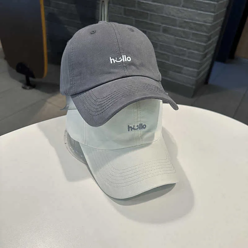 Unisex Lässige Baumwoll-Baseball-Cap mit Besticktem „Hello“ Skanto