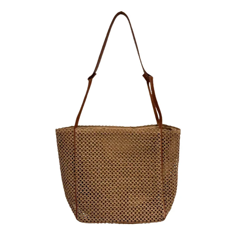Geflochtene Baumwolltasche mit Ledergriff Skanto
