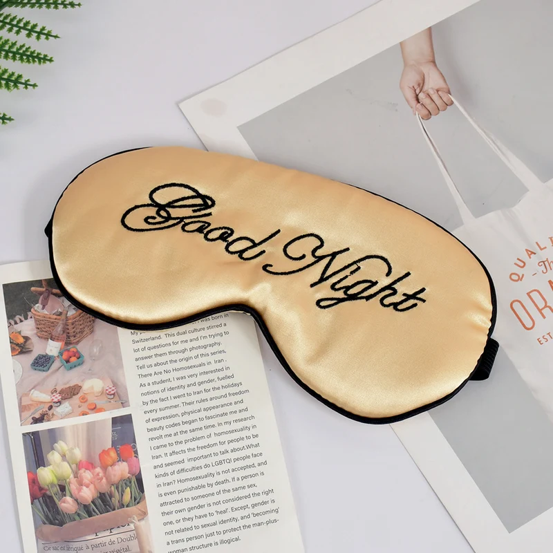 Unisex Skanto Bestickte Kontur-Schlafmaske mit dekorativer Schriftstickerei und verstellbarem Gummiband