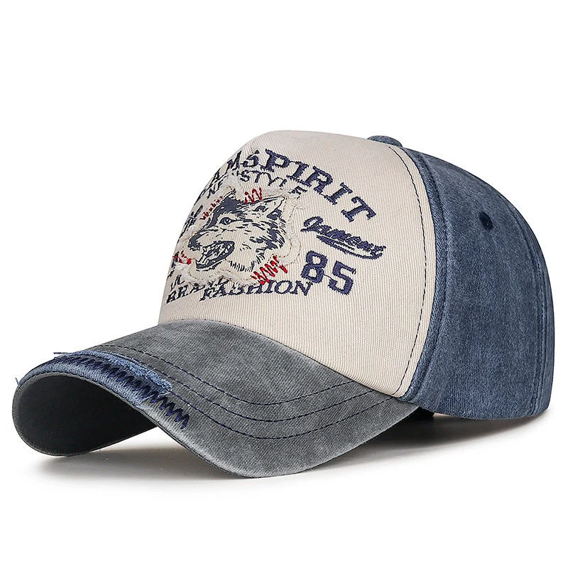 Herren-Baseballcap im Vintage-Stil mit Wolf-Grafik Skanto