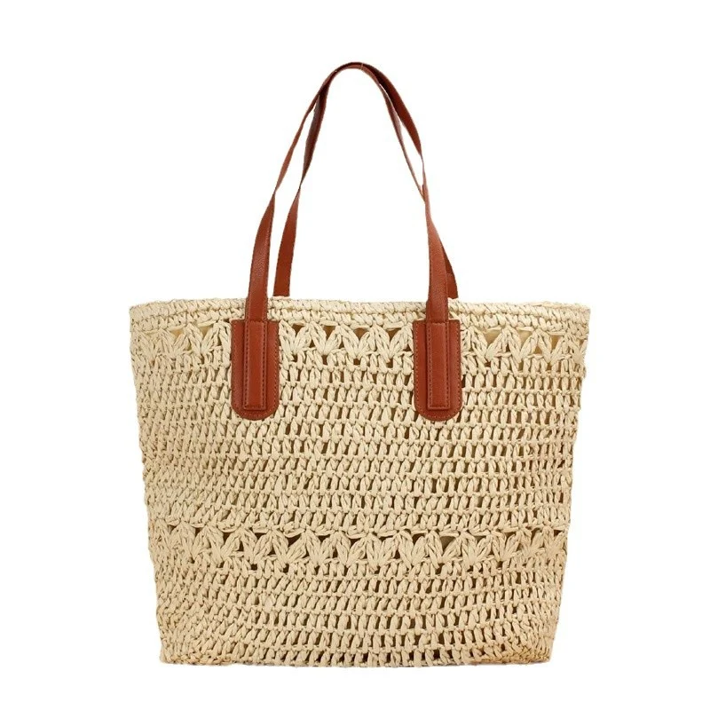 Natürliche Strandtasche mit robusten Ledergriffen Skanto