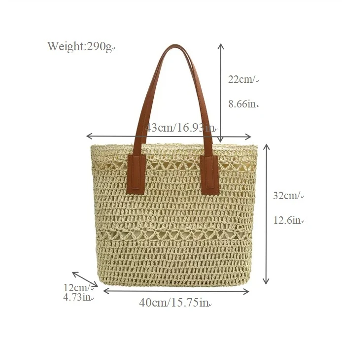 Natürliche Strandtasche mit robusten Ledergriffen Skanto