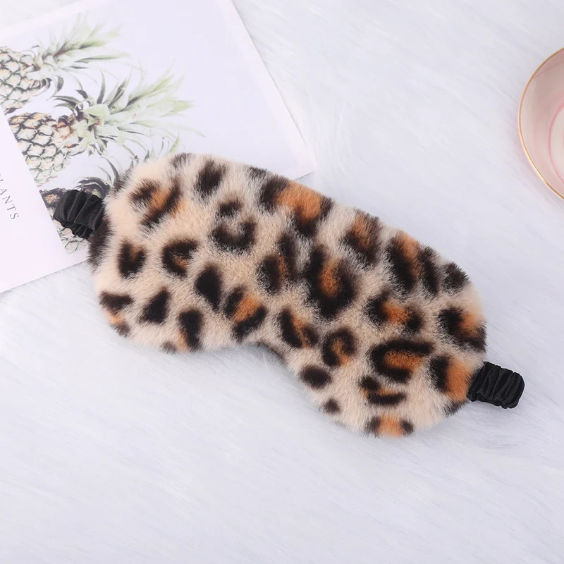 Luxuriöse Kunstfell-Augenmaske für Damen mit Leopardenmuster, extra weicher Polsterung und elastischem Komfortband Skanto