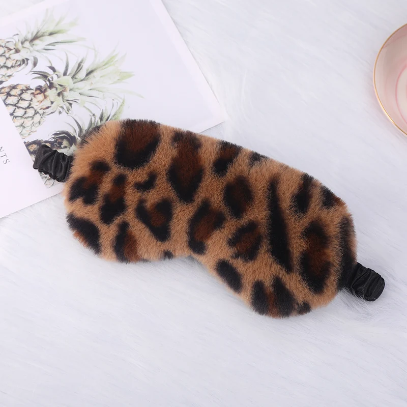 Luxuriöse Kunstfell-Augenmaske für Damen mit Leopardenmuster, extra weicher Polsterung und elastischem Komfortband Skanto