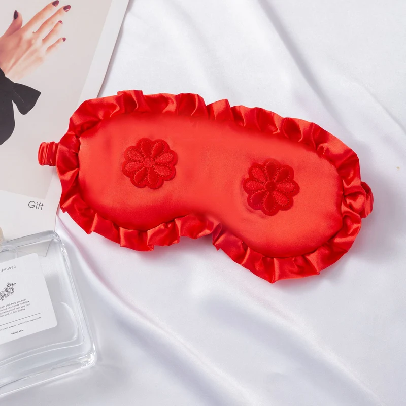 Bestickte Satin-Schlafmaske für Damen mit Rüschenbesatz und weicher Polsterung Skanto