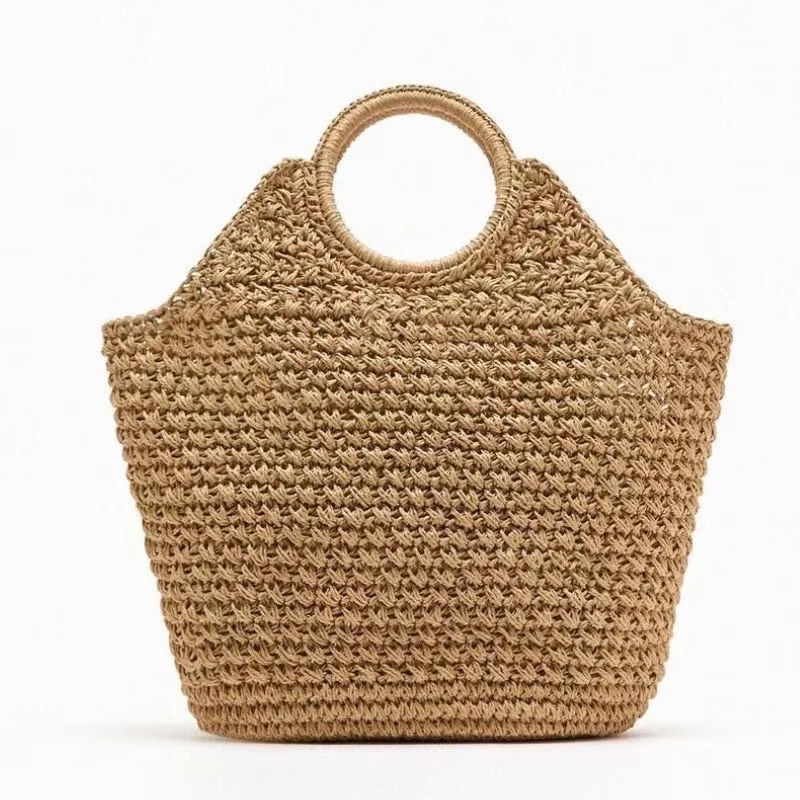 Handgefertigte Korbtasche mit innovativem rundem Design Skanto