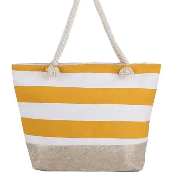 Strandtasche mit maritimen Streifen und robusten Seilgriffen Skanto
