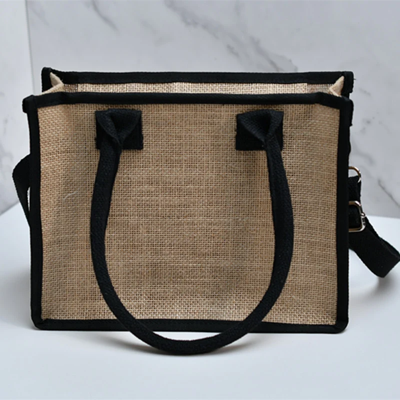 Geräumige Tragetasche aus robuster Jute mit seitlichen Netztaschen Skanto