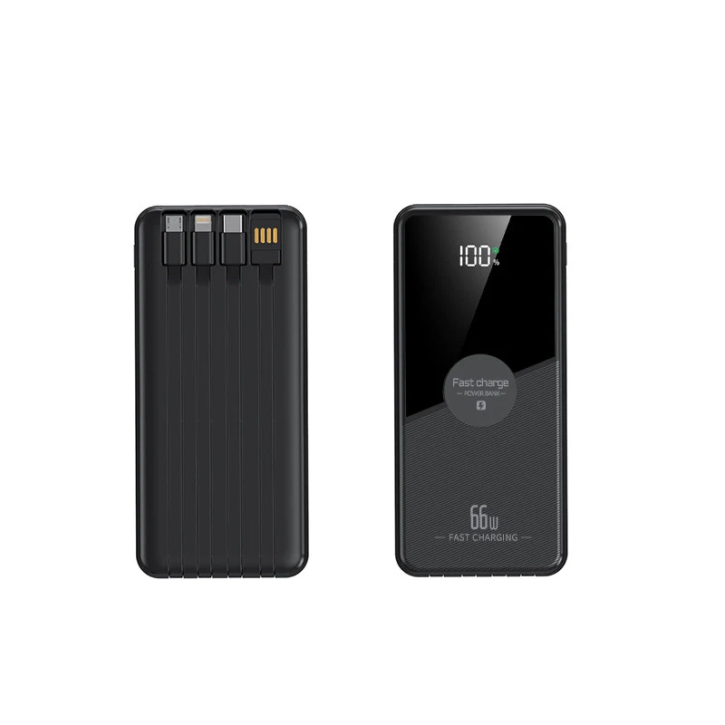 Multifunktionale Powerbank mit Schnellladefunktion und integrierten Kabeln Skanto