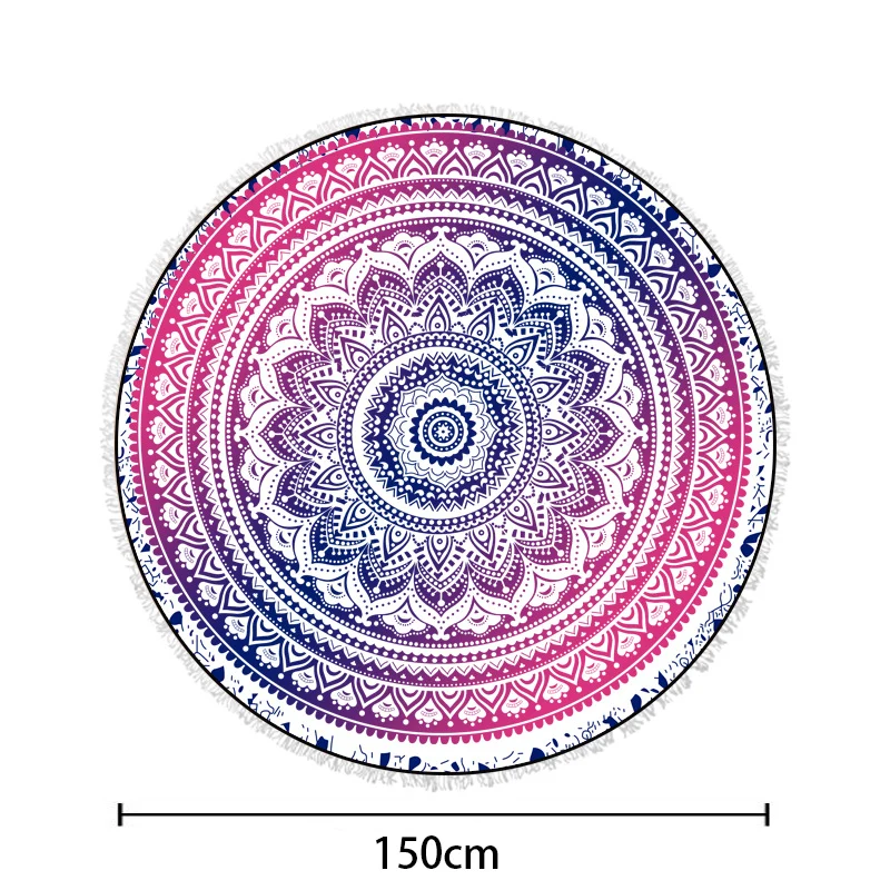 Rundes Strandtuch mit künstlerischem Lotus-Design Skanto
