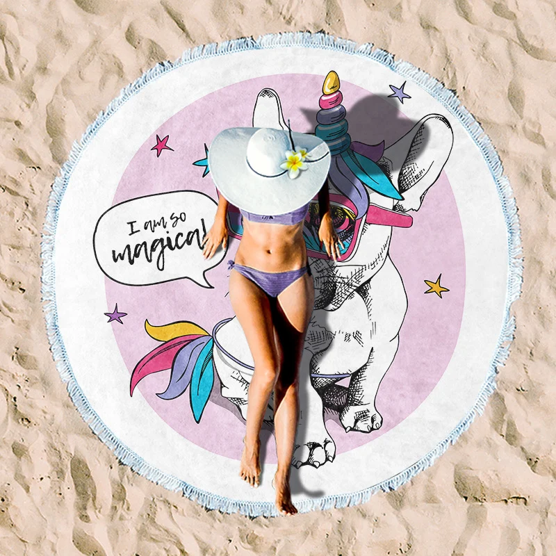 Rundes Strandtuch mit künstlerischem Lotus-Design Skanto