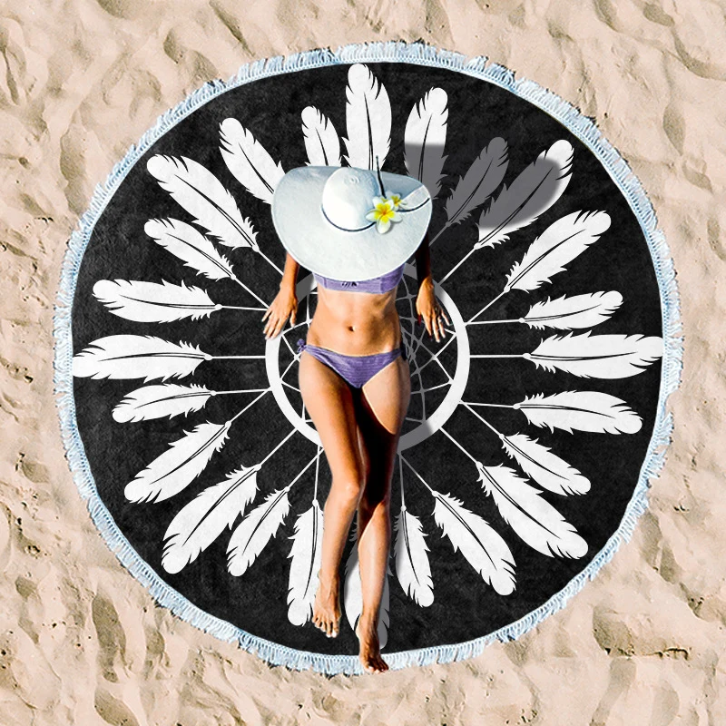 Rundes Strandtuch mit künstlerischem Lotus-Design Skanto