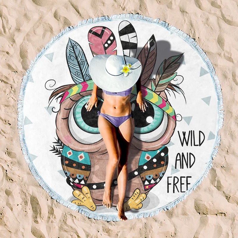 Rundes Strandtuch mit künstlerischem Lotus-Design Skanto