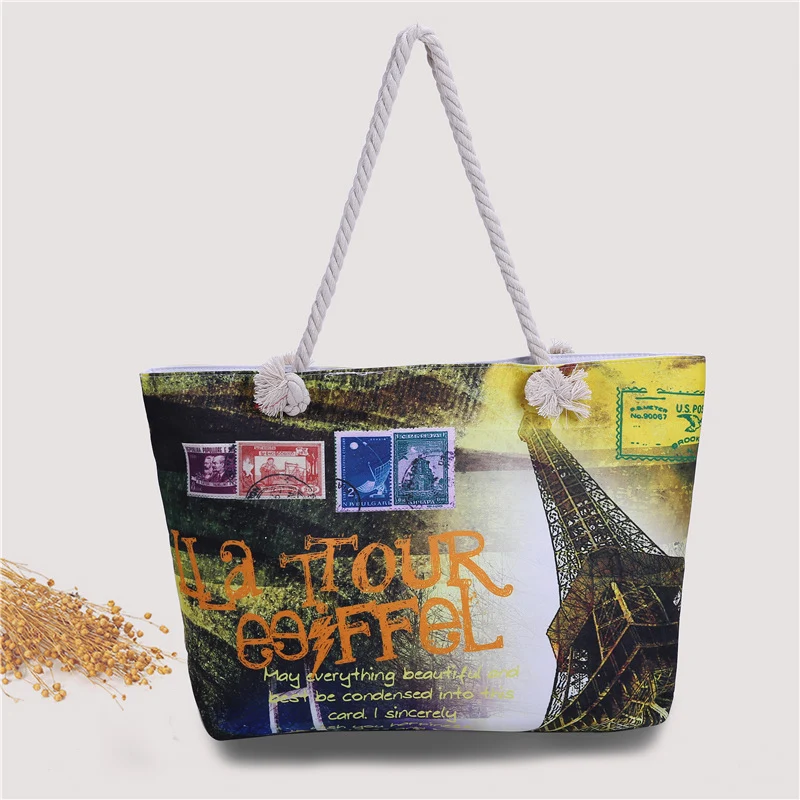 Strandtasche im urbanen Postkarten-Design Skanto