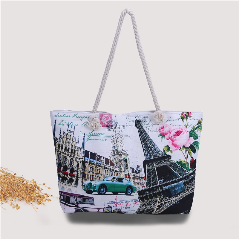 Strandtasche im urbanen Postkarten-Design Skanto