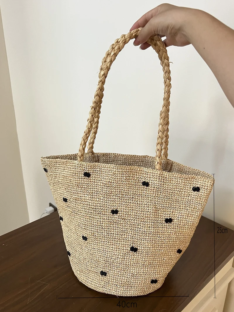 Handgefertigte Strohtasche mit weichem Innenfutter Skanto