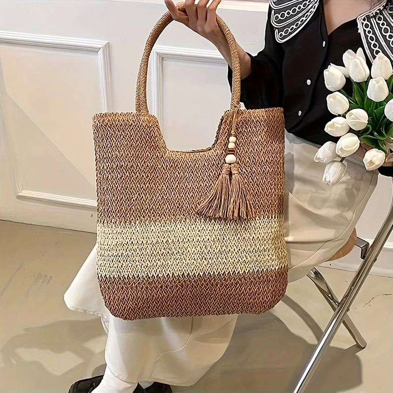 Exklusive und handgefertigte Strandtasche mit Fransen Skanto
