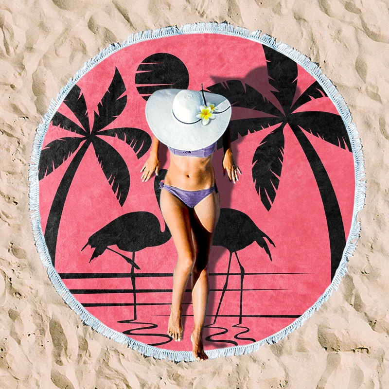Rundes Strandtuch mit farbenfrohem Tropenmotiv Skanto