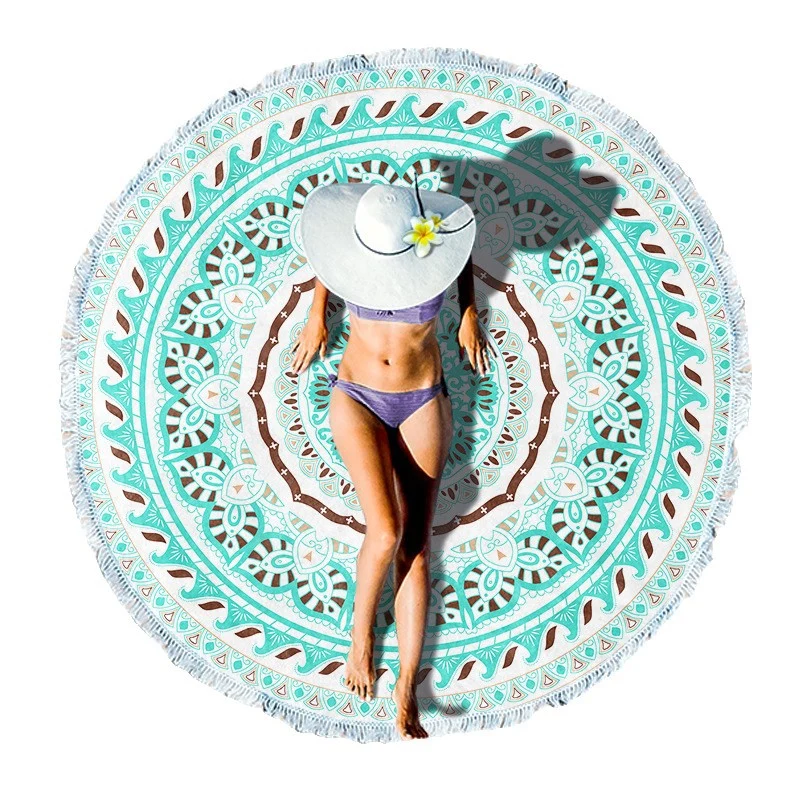 Rundes Strandtuch mit floralen Aquarellmotiven Skanto