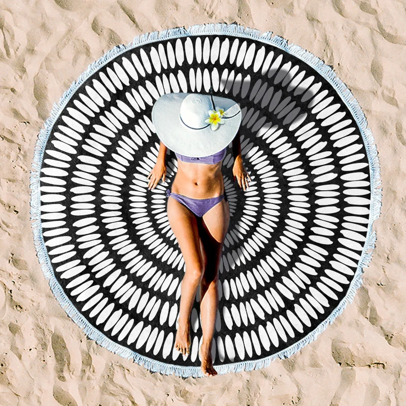 Rundes Strandtuch mit fröhlichem Palmenmotiv Skanto