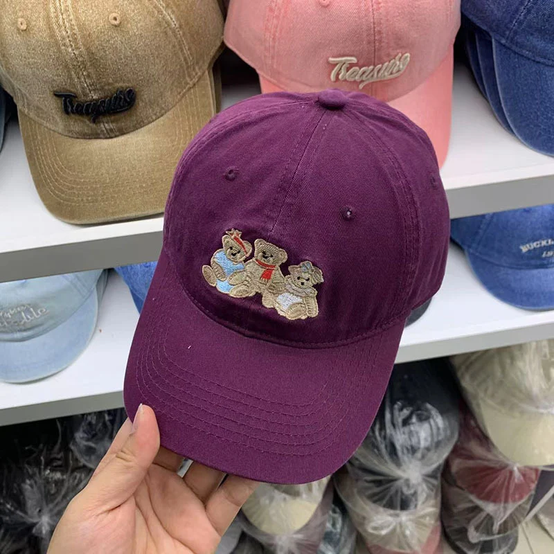 Damen lässige bestickte Teddybär-Baseballkappe Skanto