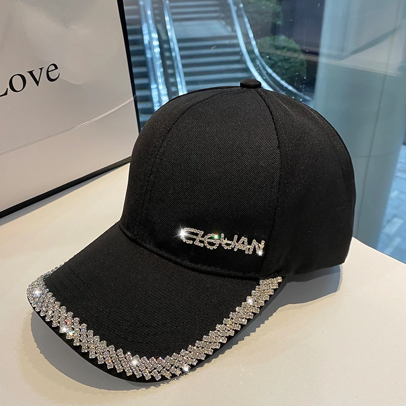 Damen Glitzernde Baseball Cap mit Strassbesatz Skanto