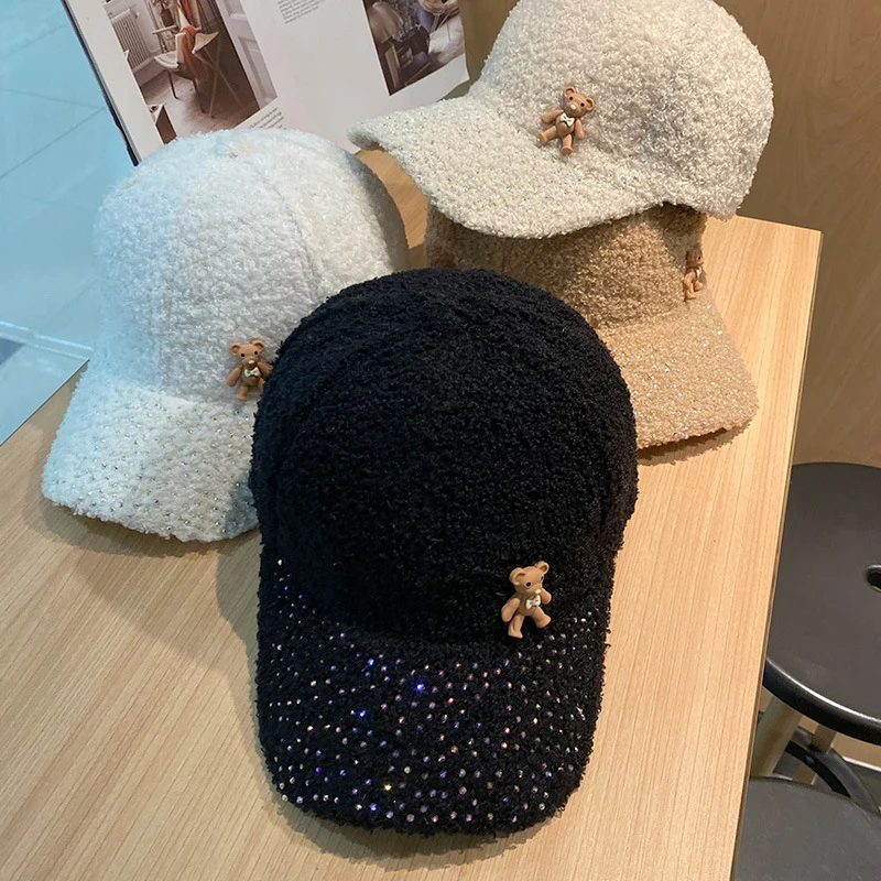 Damen Schimmernde Flauschige Baseball Cap Skanto