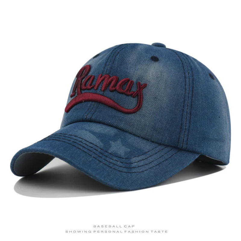 Herren Baseballkappe im Used-Look aus Jeans mit Stickerei Skanto
