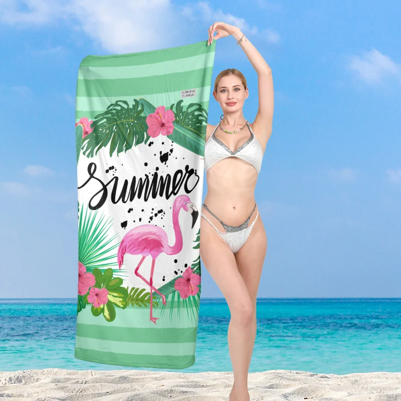 Strandtuch mit exklusivem Flamingo-Motiv und Sonnenuntergangs-Design Skanto
