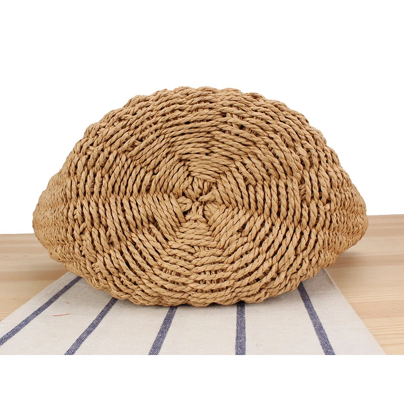 Korbtasche aus geflochtenem Naturmaterial mit Ledergriffen Skanto
