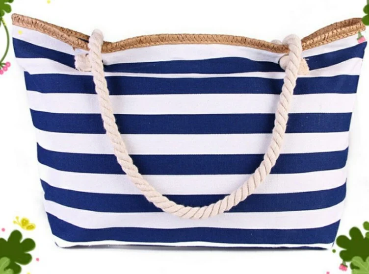 Große Strandtasche mit nautischen Streifen Skanto