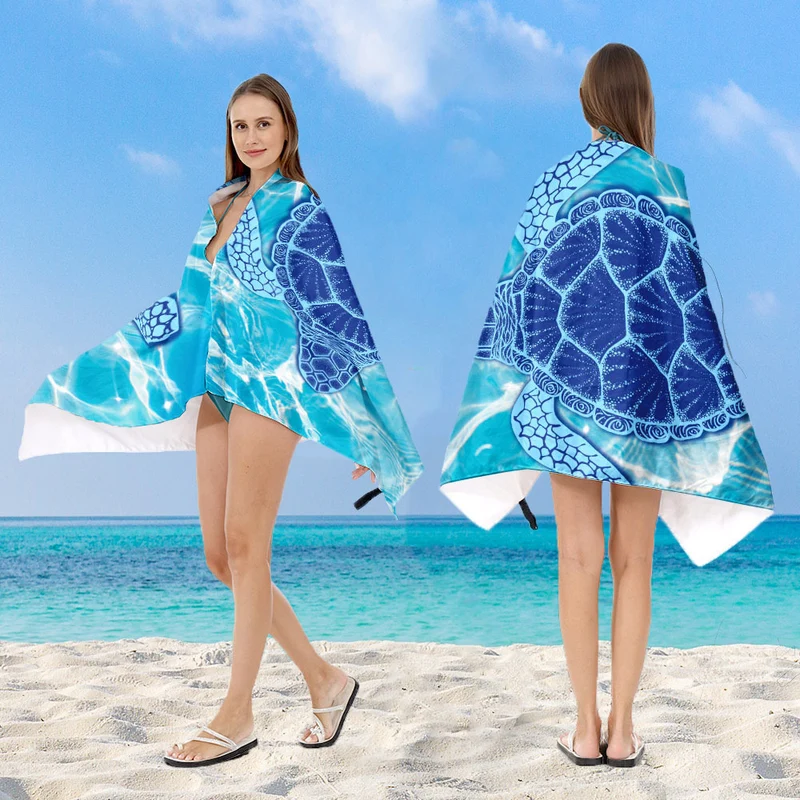 Kapuzen-Strandponcho mit kreativem Mandala-Design Skanto
