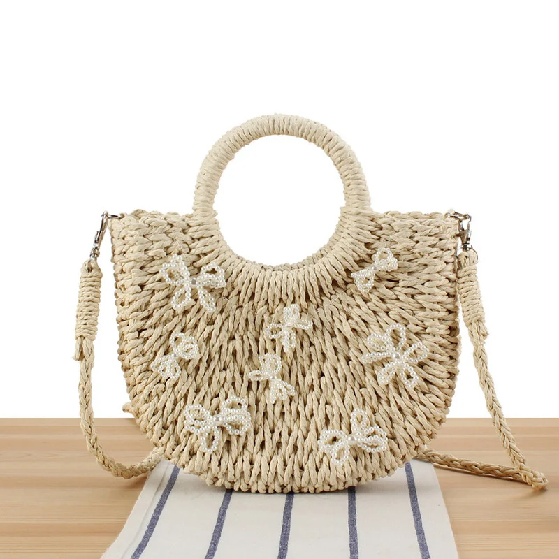 Handtasche mit dekorativen Perlenblumen Skanto