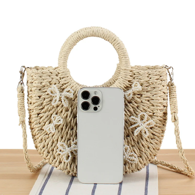 Handtasche mit dekorativen Perlenblumen Skanto