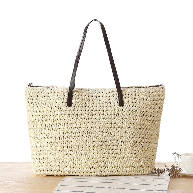 Geflochtene Strandtasche mit robustem Reißverschluss Skanto