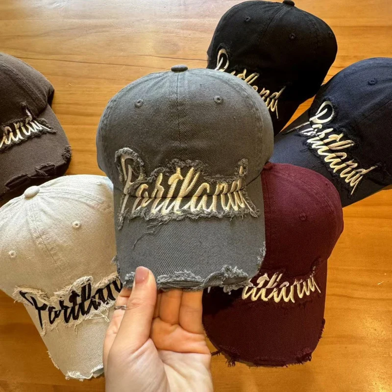 Unisex Distressed Baumwoll-Baseballkappe Skanto
