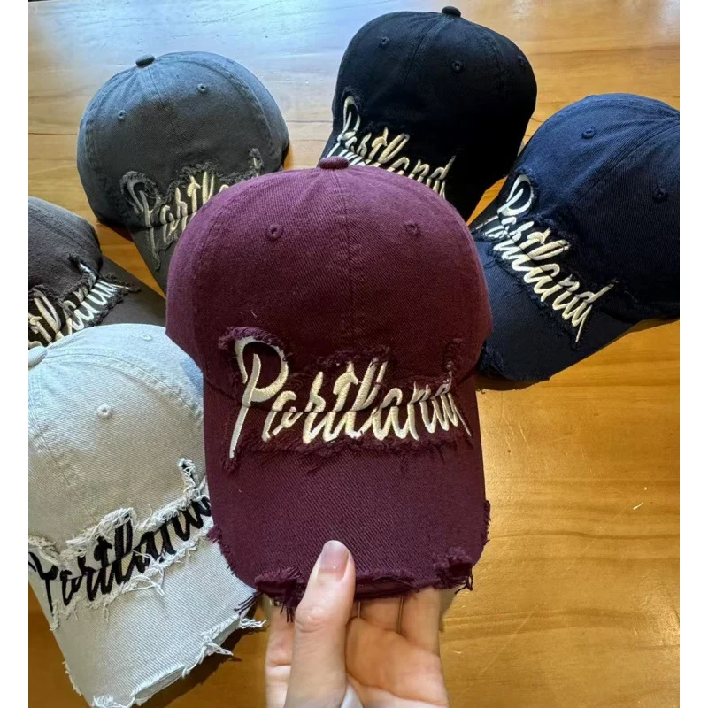 Unisex Distressed Baumwoll-Baseballkappe Skanto