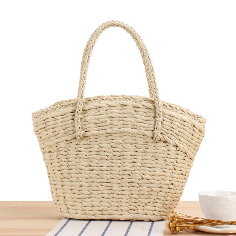 Geflochtene Stroh-Strandtasche mit robusten Griffen Skanto