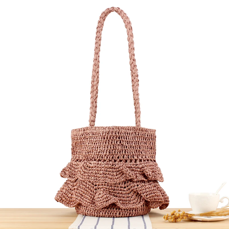 Geflochtene Rucksacktasche mit stilvollen Rüschendetails Skanto
