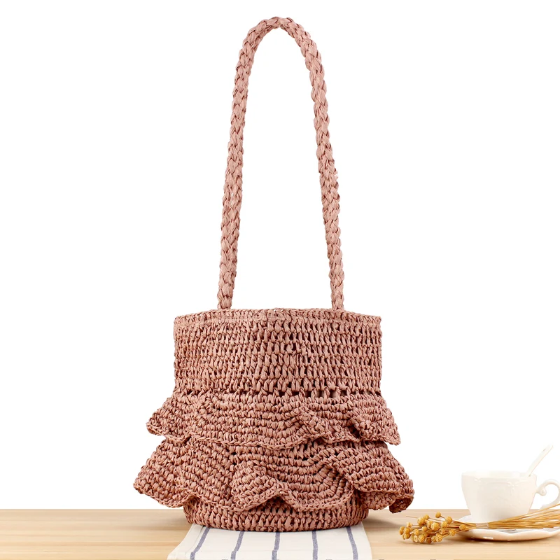 Geflochtene Rucksacktasche mit stilvollen Rüschendetails Skanto