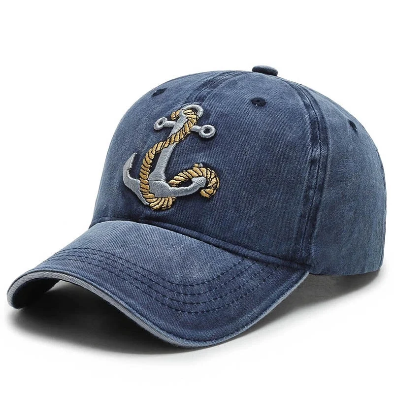 Herren Baumwollkappe mit Marine-Stickerei Skanto
