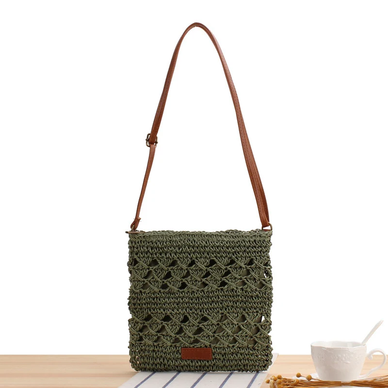 Handtasche aus geflochtenem Naturmaterial mit verstellbarem Schulterriemen Skanto